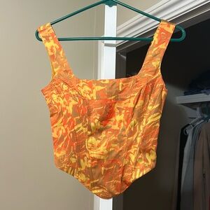 orange multicolor corset top